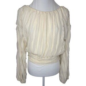 Line and Dot Blouse Cream Colored Long Sleeve Ladies Size MED